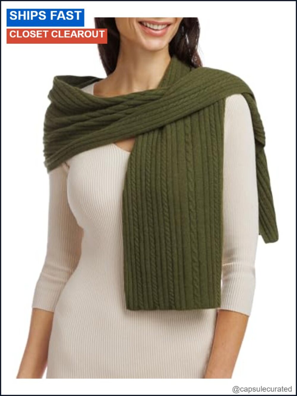 100% Cashmere Cable Knit Scarf, Winter Accessory, 72" Long